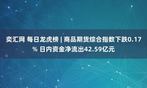 奕汇网 每日龙虎榜 | 商品期货综合指数下跌0.17% 日内资金净流出42.59亿元