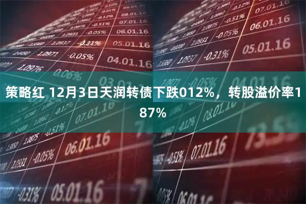 策略红 12月3日天润转债下跌012%，转股溢价率187%