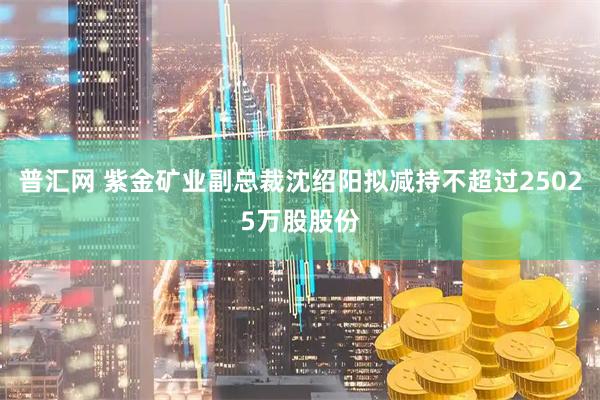 普汇网 紫金矿业副总裁沈绍阳拟减持不超过25025万股股份